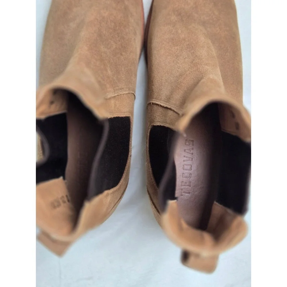 Vintage Tecovas The Chance Mens Sand Suede Chelsea Boots 10D Handmade Mexico